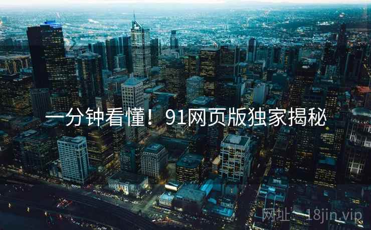 一分钟看懂！91网页版独家揭秘